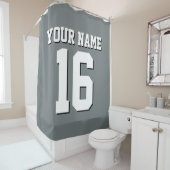 チャコールスポーツジャージ名門私立校風のストライプ シャワーカーテン (インサイチュ)