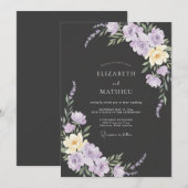 チャコールダスティリラックスローズの結婚式 招待状 (正面/裏面)