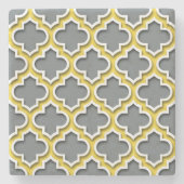 チャコールパイナップルホワイトモロッコクローバー#5DS ストーンコースター (正面)