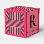 チャコールピンクのストライプ 編集可能なエレガントなモノグラム フェイバーボックス (裏面サイド)