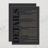 チャコールブラックタイポグラフィ結婚ズ詳細 エンクロージャーカード (正面/裏面)