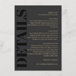 チャコールブラックタイポグラフィ結婚ズ詳細 エンクロージャーカード