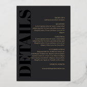 チャコールブラック&金ゴールドタイポグラフィ2 結婚 in 1's 箔招待状 (裏面)