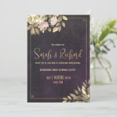 チャコールブラック&金ゴールド結婚式招待状 招待状 (スタンド正面)