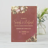 チャコールブラック&金ゴールド結婚式招待状 招待状 (スタンド正面)