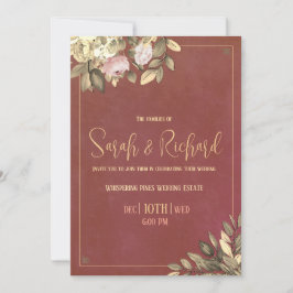 チャコールブラック&金ゴールド結婚式招待状 招待状