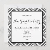 チャコールホワイト水彩ダイヤモンド幾何学模様 招待状 (正面)