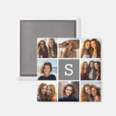 チャコールホワイト8フォトコラージュカスタムモノグラム マグネット (正面/裏面)