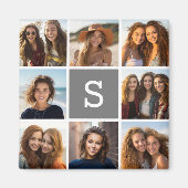 チャコールホワイト8フォトコラージュカスタムモノグラム マグネット (正面)