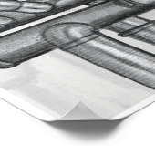 チャコールミュージックアートのトランペットバルブプリント ポスター (角)