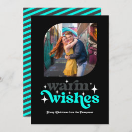 チャコール＆アクア モダン レトロ クリスマス フォト