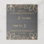 チャコール＆ゴールドの結婚式 プレイスカード (外部開封)