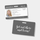 チャコール チェブロン ホームスクール 教育者 ID バッジ (正面&裏面)