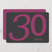 チャコール・プカスタムラム・30歳の誕生日招待状 招待状 (正面/裏面)