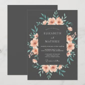 チャコール・ムーディなイブニングウェディング 招待状 (正面/裏面)