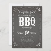 チャコール ラスティック リハーサル ディナー BBQ 招待状 (正面)