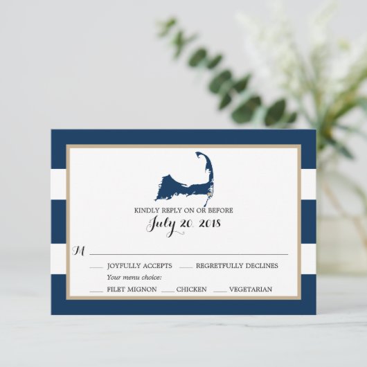 チャサムケープコッドハート |ウェディングRSVPメニュー 出欠カード (スタンド正面)