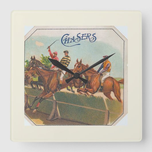 チャサーズヴィンテージ競馬 スクエア壁時計 (正面)