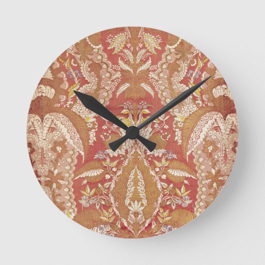 チャズブルパターン(の模様が)ある、レースフランスのシルク、c.1720 ラウンド壁時計 (正面)