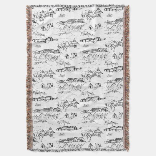 チャタヌーガトイレ白黒 スローブランケット (正面縦)