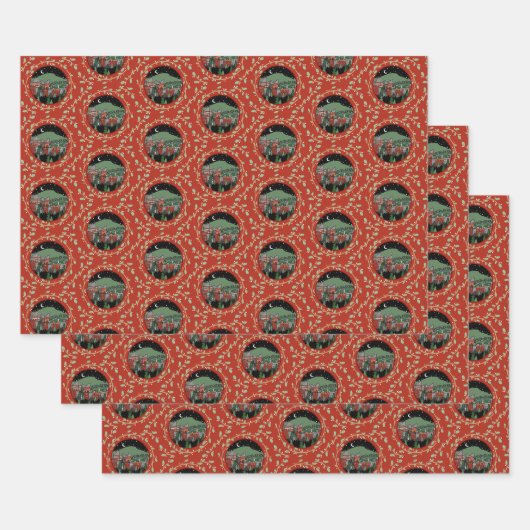 チャタヌーガホリデイリースギフトラップ3枚 ラッピングペーパーシート (セット)