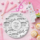 チャタヌーガ トワール ブラック＆ホワイト ブライダルシャワー ペーパープレート (パーティー)