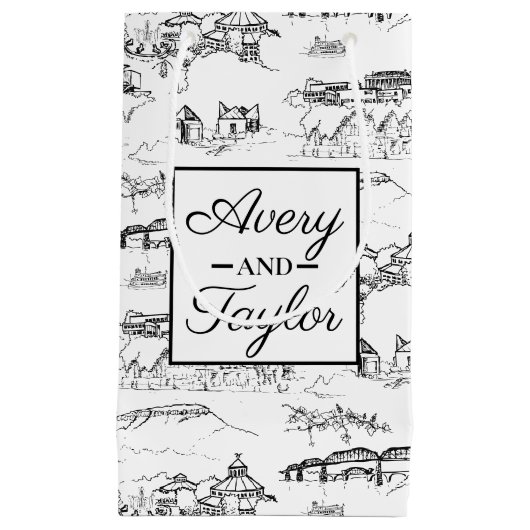 チャタヌーガToileの白黒結婚式 スモールペーパーバッグ (正面)