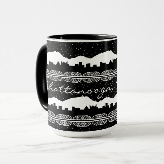 チャタノオガテネシー星の夜の黒白 マグカップ (正面左)