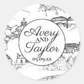 チャタノオガトイレブラックアンドホワイト結婚ズ ラウンドシール (正面)