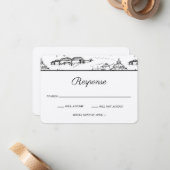 チャタノオガトイレブラックアンドホワイトRSVP ノートカード (正面/裏面インサイチュ)