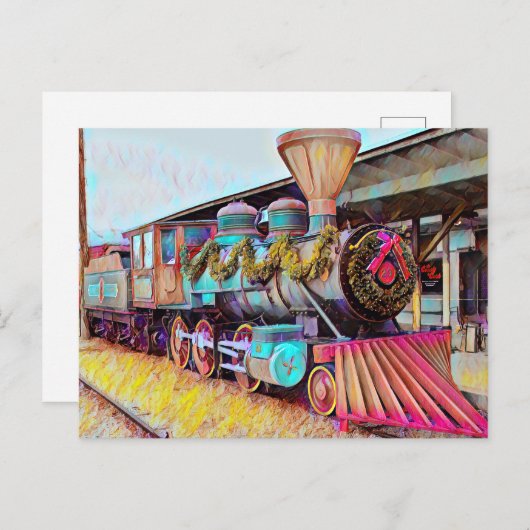 チャタノガクリスマススチームトレインオイル塗装 ポストカード (正面/裏面)