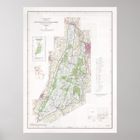 チャタホーチェ国立森林地図(1982年) ポスター (正面)