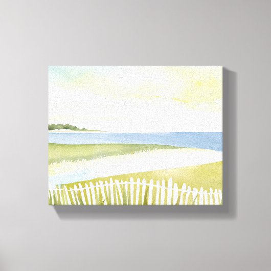 チャタムの朝 | ケープコッドの水彩画 キャンバスプリント (正面)