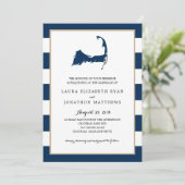 チャタム岬コッドの地図とハート | 結婚s 招待状 (スタンド正面)