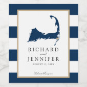 チャタム岬コッドの青ストライプい結婚地図 ワインラベル (シングルラベル)