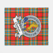 チャタンクランモダンズバッジタータンチェックプレイド フリースブランケット (正面(横))