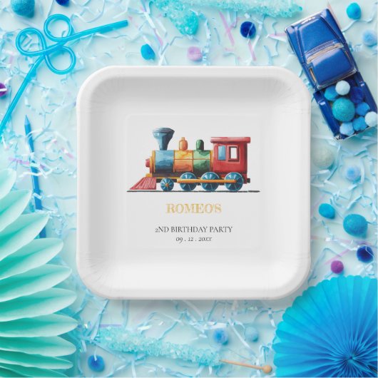 チャッガチャッガチャオヴィンテージ列車第2誕生日 ペーパープレート (パーティー)