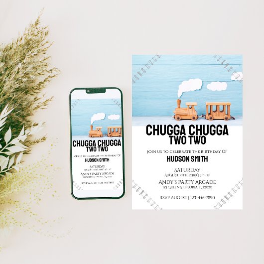 チャッガチャッガツーリング |子供の誕生日フォト招待状 招待状