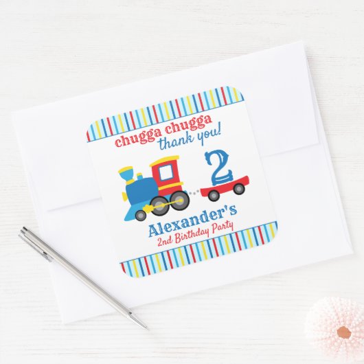 チャッガチャッガトレイン誕生日のお気に入り スクエアシール (封筒)