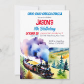 チャッガチャッガ列車の誕生日パーティーテンプレート 招待状 (正面)