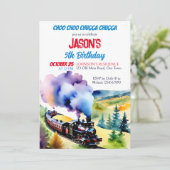 チャッガチャッガ列車の誕生日パーティーテンプレート 招待状 (スタンド正面)