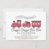 チャッガチャッガ2つのクリスマストレイン2日の誕生日 招待状 (正面)