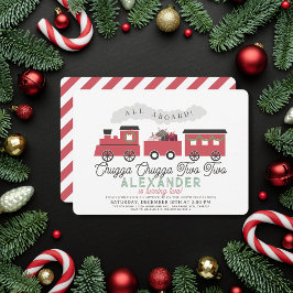 チャッガチャッガ2つのクリスマストレイン2日の誕生日 招待状