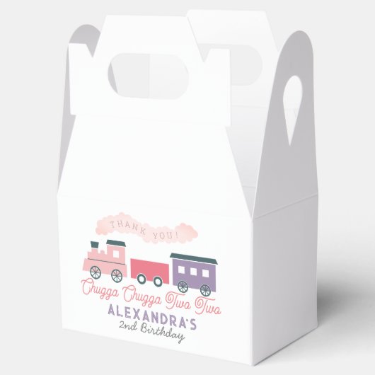 チャッガチャッガ2列車ピンクの女の子2歳の誕生日 フェイバーボックス (オープン)