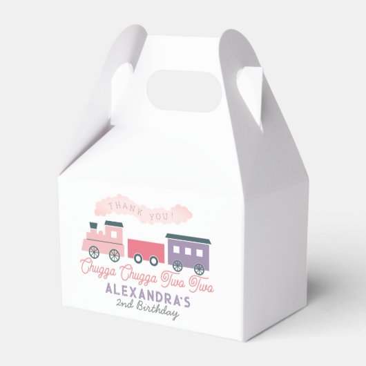 チャッガチャッガ2列車ピンクの女の子2歳の誕生日 フェイバーボックス (正面サイド)