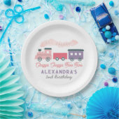 チャッガチャッガ2列車ピンクの女の子2歳の誕生日 ペーパープレート (パーティー)