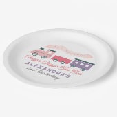 チャッガチャッガ2列車ピンクの女の子2歳の誕生日 ペーパープレート (アングル)