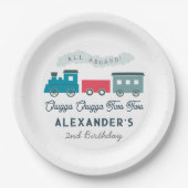チャッガチャッガ2列車ブルーボーイ2歳の誕生日 ペーパープレート (正面)