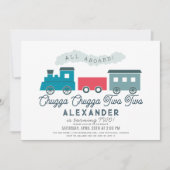 チャッガチャッガ2列車ブルーボーイ2歳の誕生日 招待状 (正面)