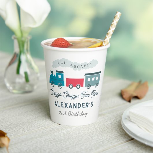 チャッガチャッガ2列車ブルーボーイ2歳の誕生日 紙コップ (インサイチュ)